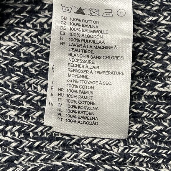 H&M L.O.G.G. Men’s Shawl Collar Knit Sweater Navy White Cotton Size Small - Picture 7 of 9